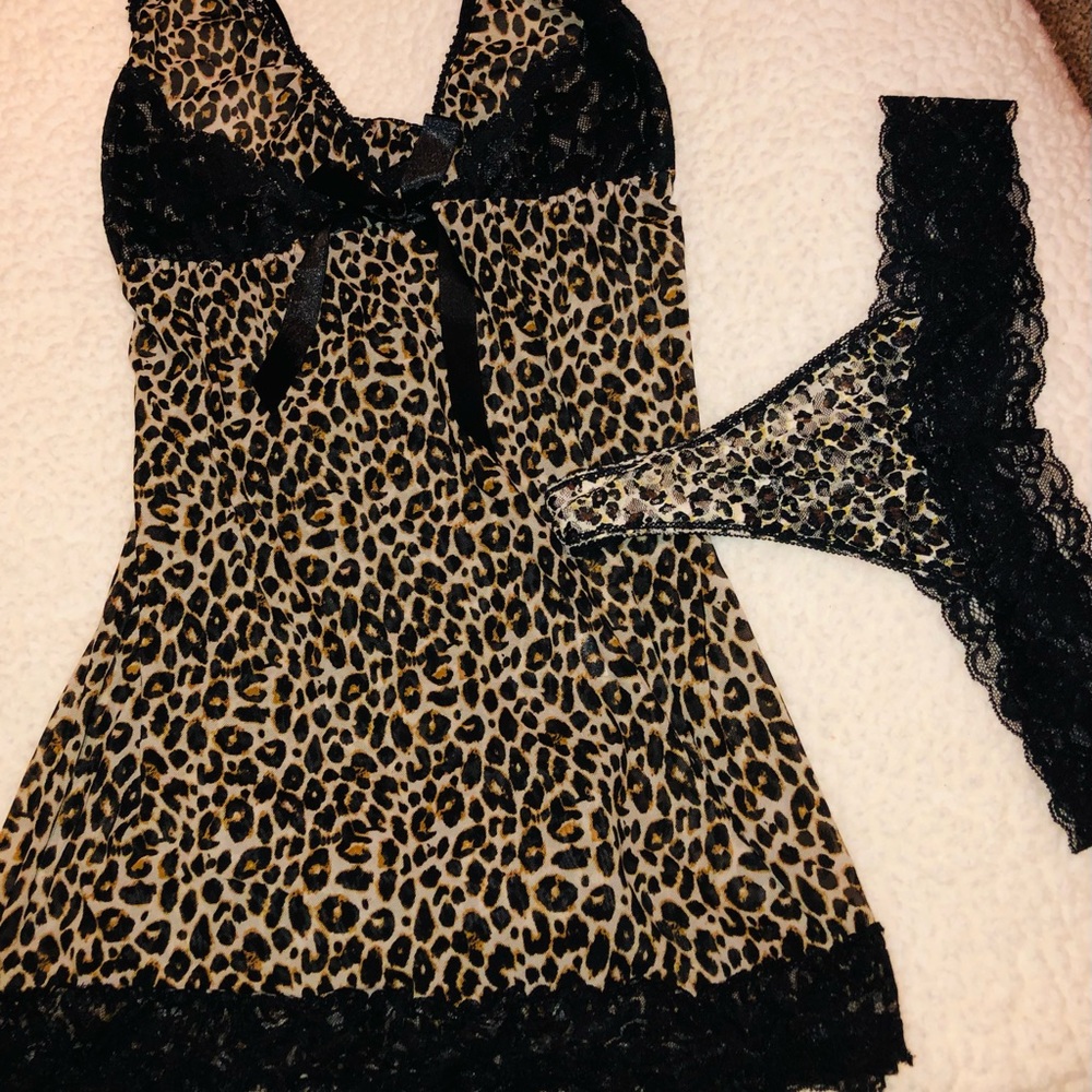 Leopard print lingerie.